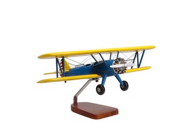 Boeing PT-17 Stearman Large Mahogany Model