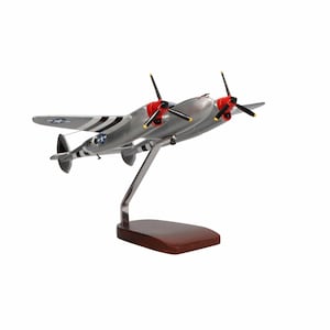 Lockheed P-38 Lightning (Silver) Large Mahogany Model