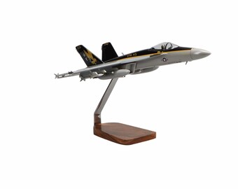 McDonnell Douglas F/A-18E Super Hornet w/Armaments Clear Canopy Large Mahogany Model