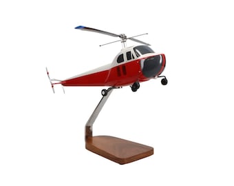Bell 47B Vintage Closed-Cabin Large Mahogany Helicopter Model