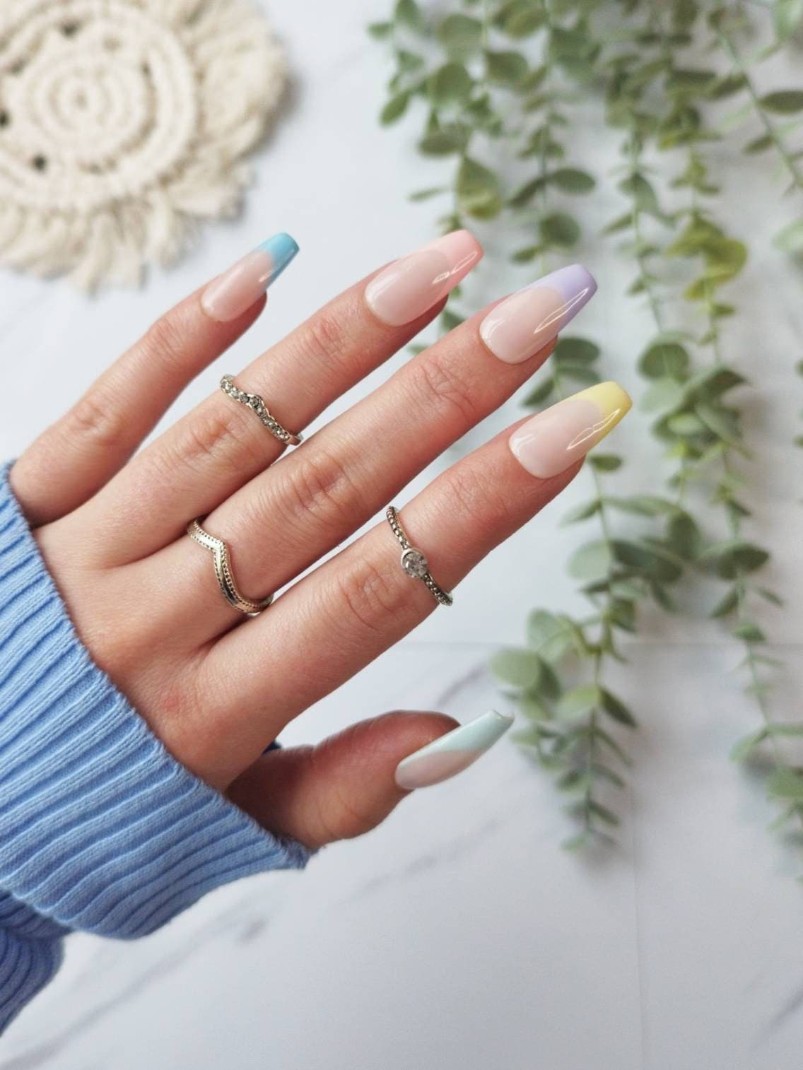 Preppy Pastel Nails with a Soft Gradient