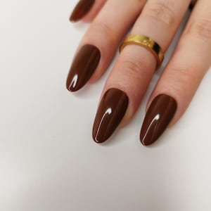 Custom Press on Nails, Brown, Almond Square Coffin Oval Stiletto, Luxury, UK Fake False Nails, Earth Tone Autumn Fall, Handmade
