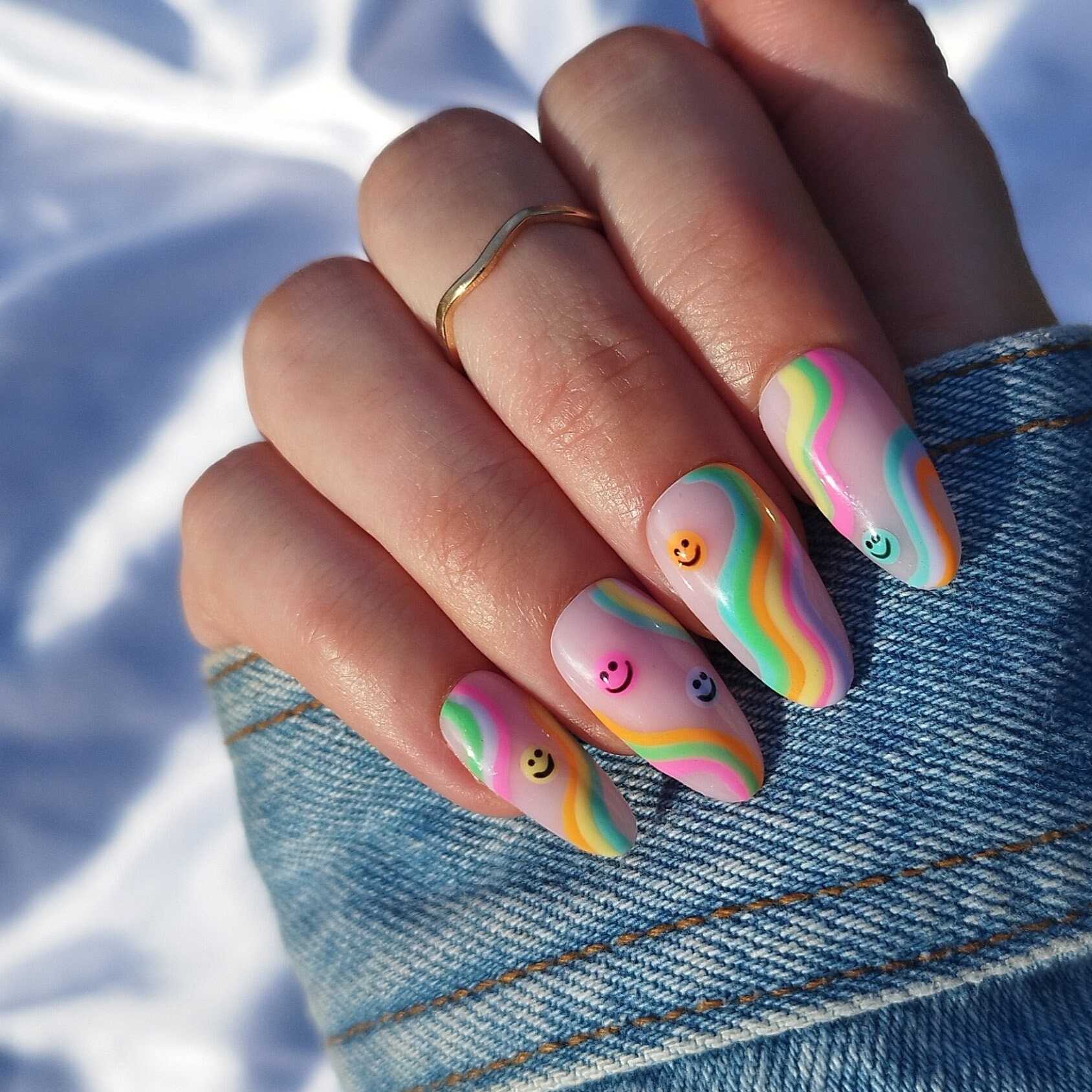 Multicolor acrylic nails discount