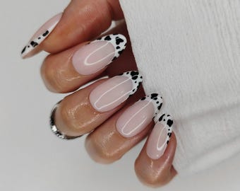 Cow Print French Tip Press on Nails - Custom Western False Nails