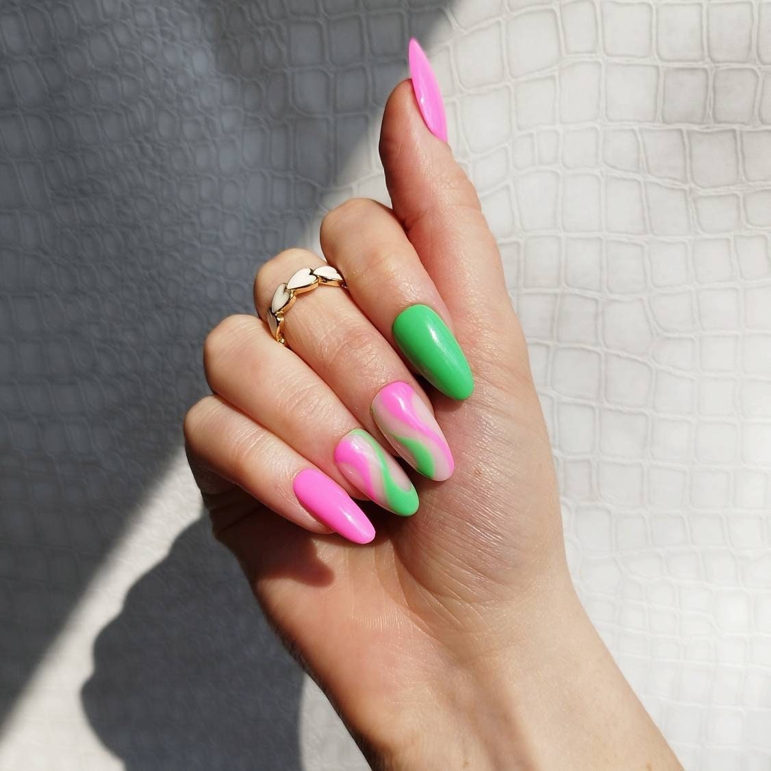 green dress pink nails Neon Pink Nail Polish - Green™ main image 1