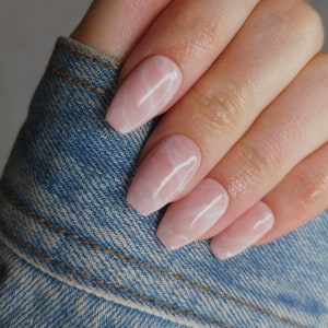 Press on Nails, Rose Quartz, White Pink Marble, Custom Handmade, Almond Coffin Square, Long Short Gloss Matte, Hand Painted False Nails