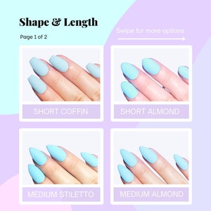 Press on Nails, blue swirl daisy, Almond Coffin, pastel flower floral, easter spring, long short, false glue nails, UK Gift image 6