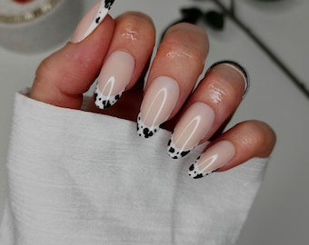 Cow Print French Tip Press on Nails - Custom Western False Nails