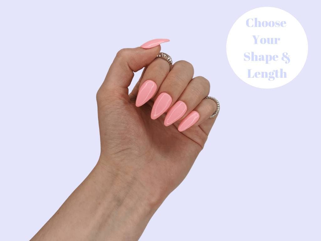 Baby Pink Press On False Nails Free Items Acrylic Etsy