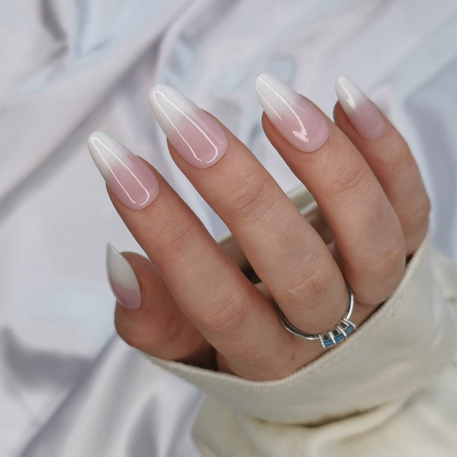 Pink And White Almond Nails