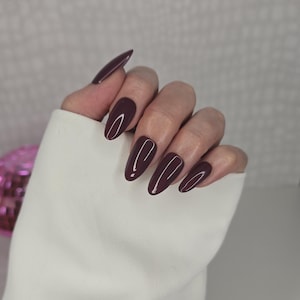 Dark Brown Press on Nails, Chocolate Custom False Nails, Almond Square Coffin Oval Stiletto, Luxury, UK Fake False Nails, Autumn Fall,