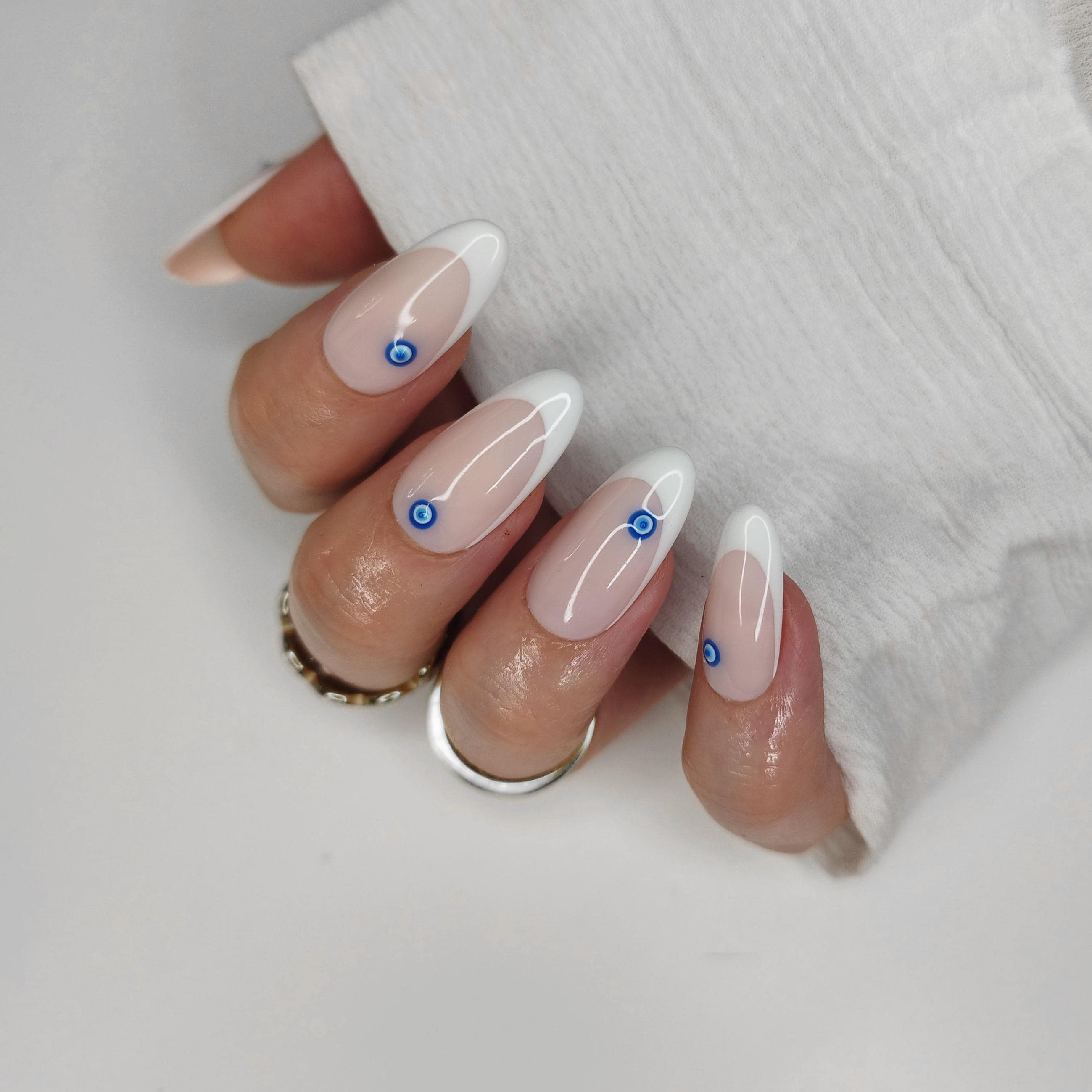 French Tip Evil Eye Press on Nails - Etsy