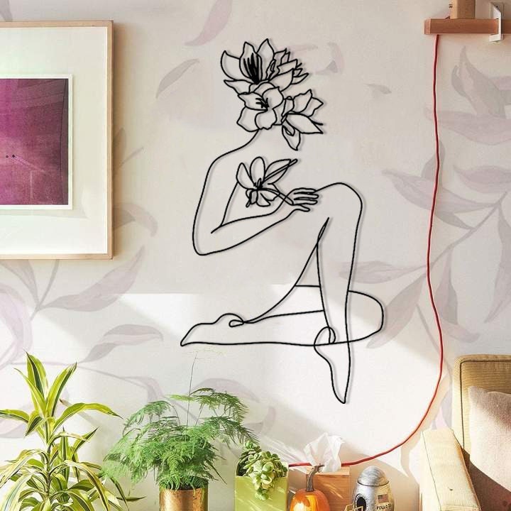 Minimalist Woman Line Art, Wall Metalartwork, Home Metal Decoration, Interior Design, Housewarming G