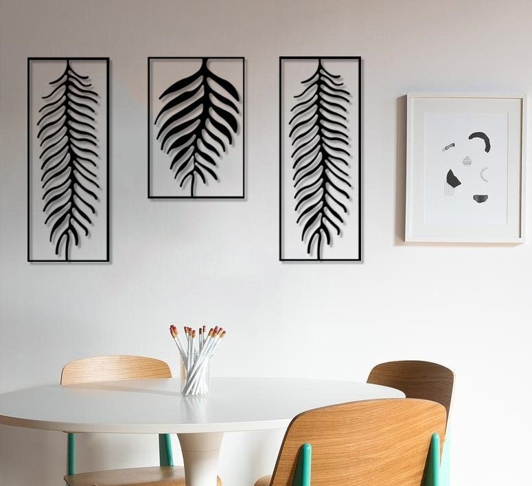 3 Pieces Leaves - Metal Wall Decor, Large Art Oversized, Home Decor Art, Living Room Hangings