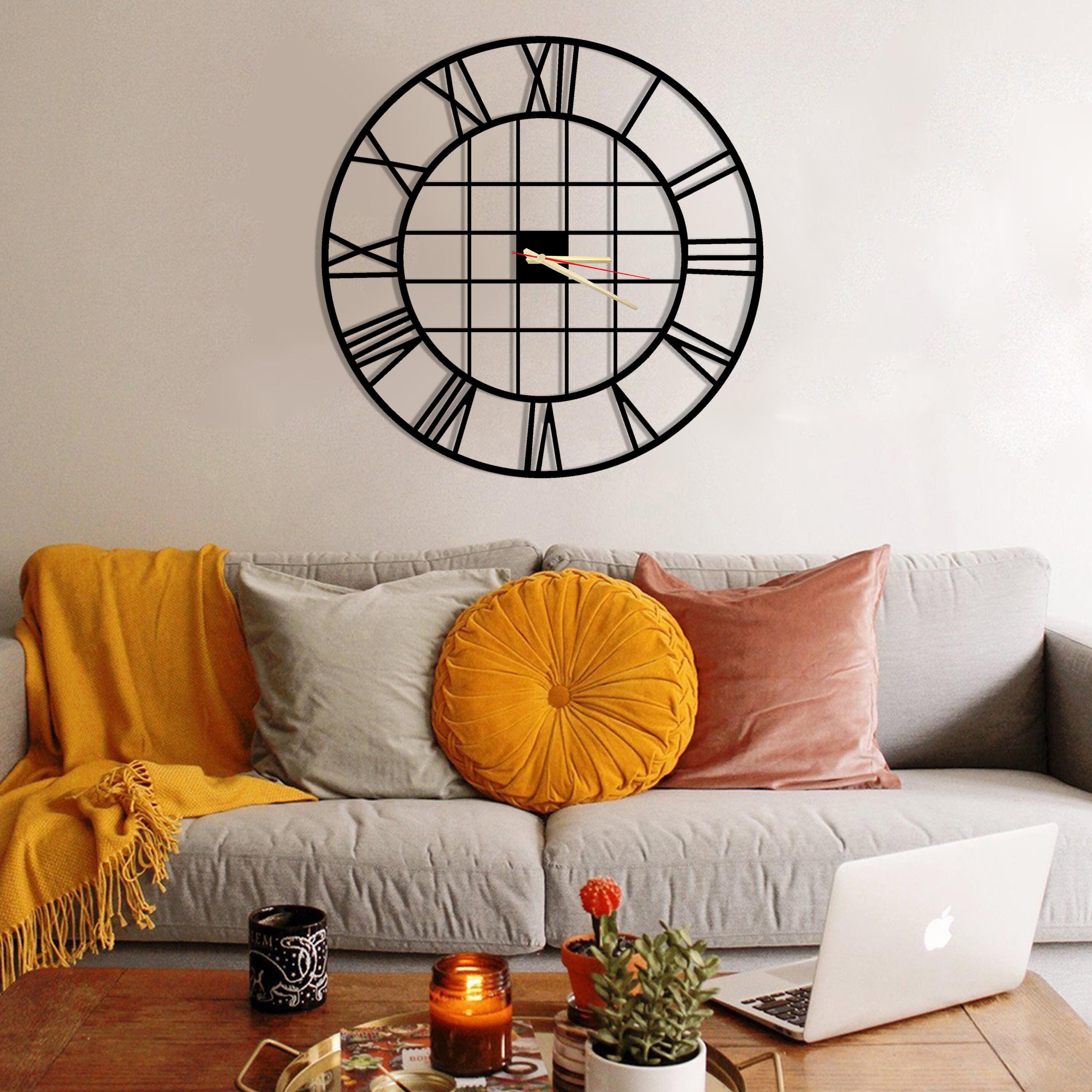 Horloge Murale Pour Décoration Intérieure Maison Chiffre Romain, Décor en Métal, de Mur, Maison, Art