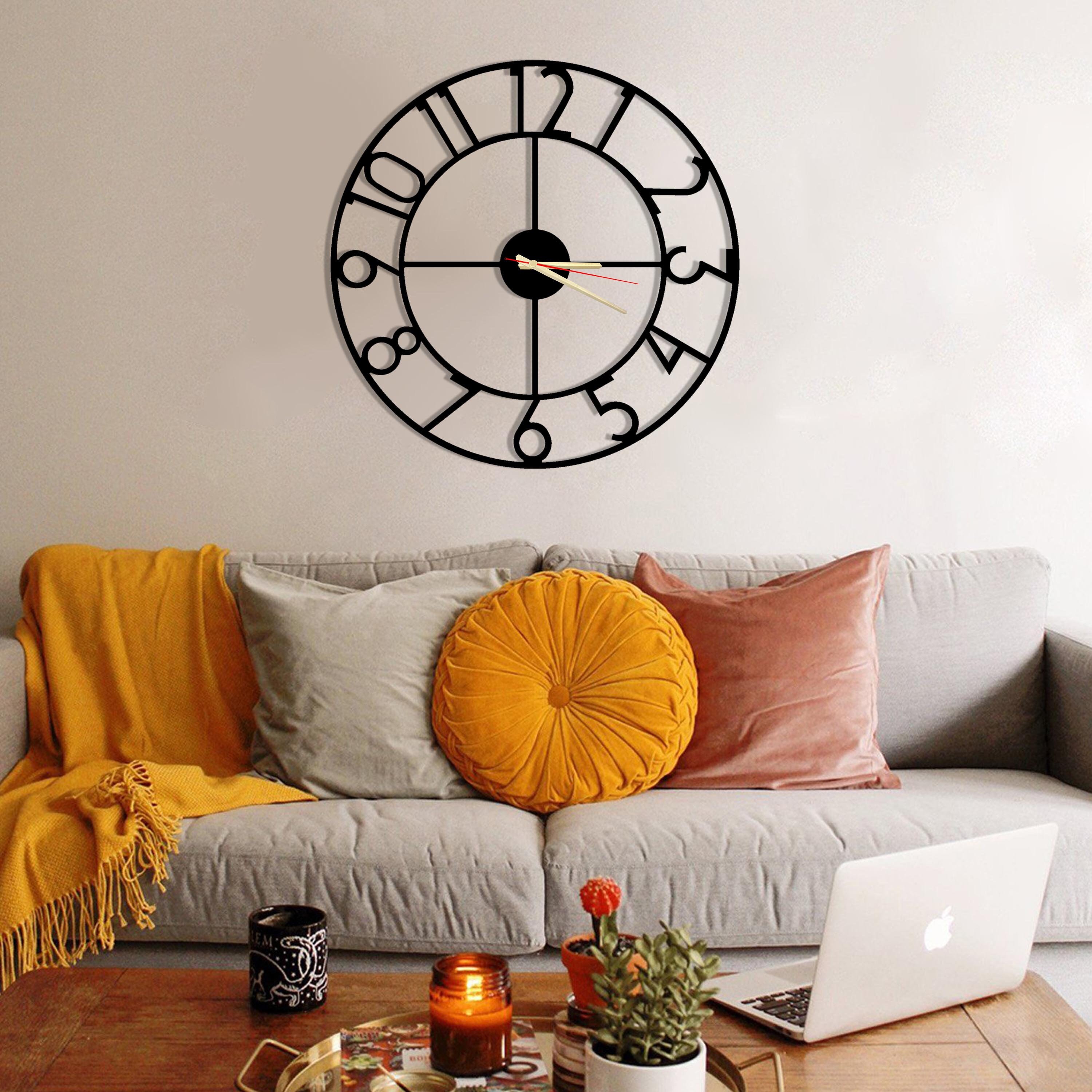 Horloge Murale Pour Décoration Intérieure Maison Chiffre Romain, Décor en Métal, de Mur, Maison, Art