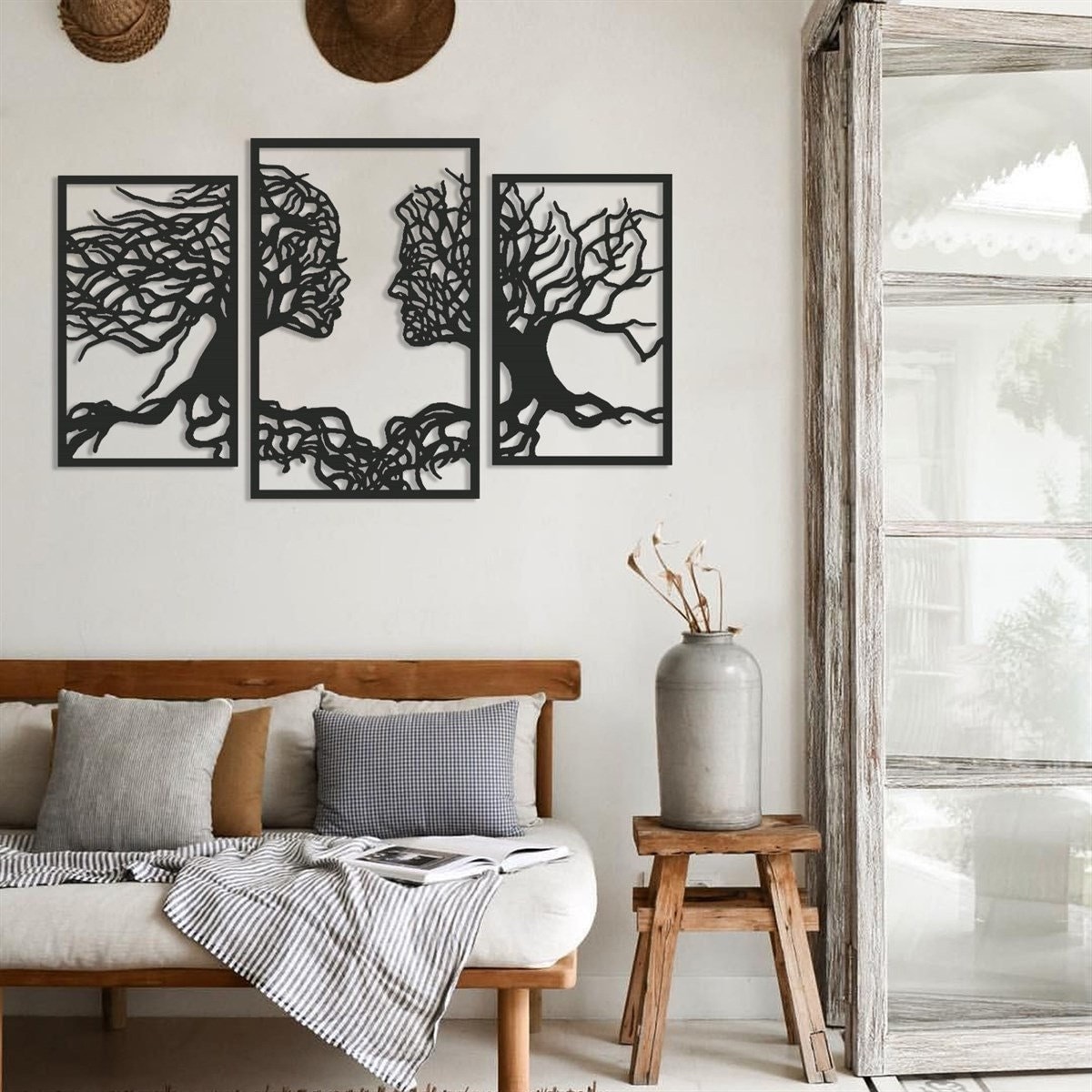 Face's Of Autumn Metal Wall Art, Unique Decor, Modern Home Decor Living Room Artwork