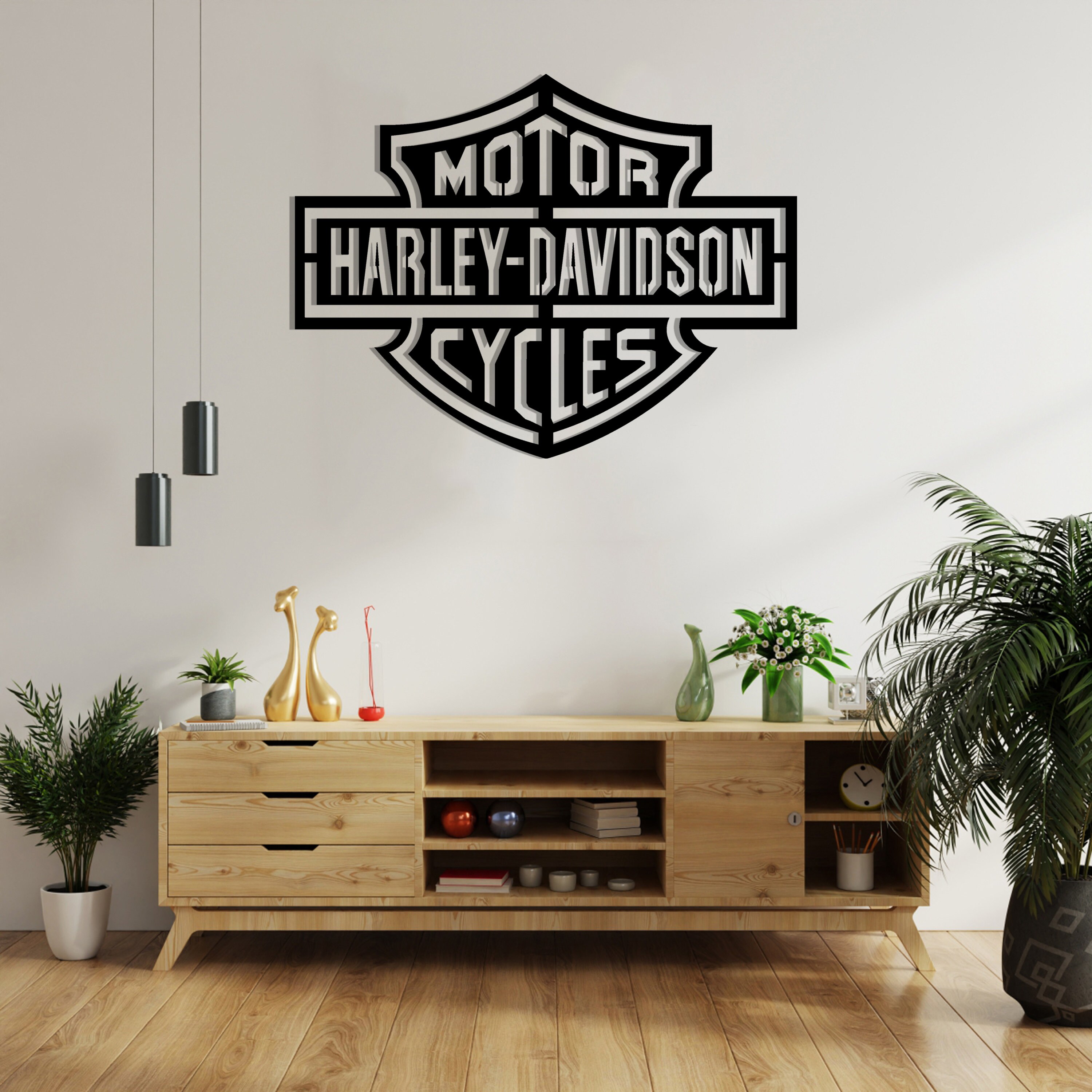 Harley Davidson arte de la pared del metal de la motocicleta | Etsy