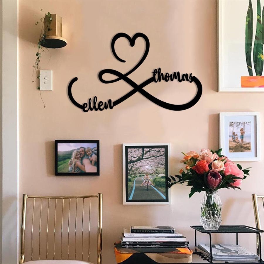 Infinity Personalized Wall Decor, Metal Decor, Split Letter Monogram, Metal Monogram Sign, Family Na