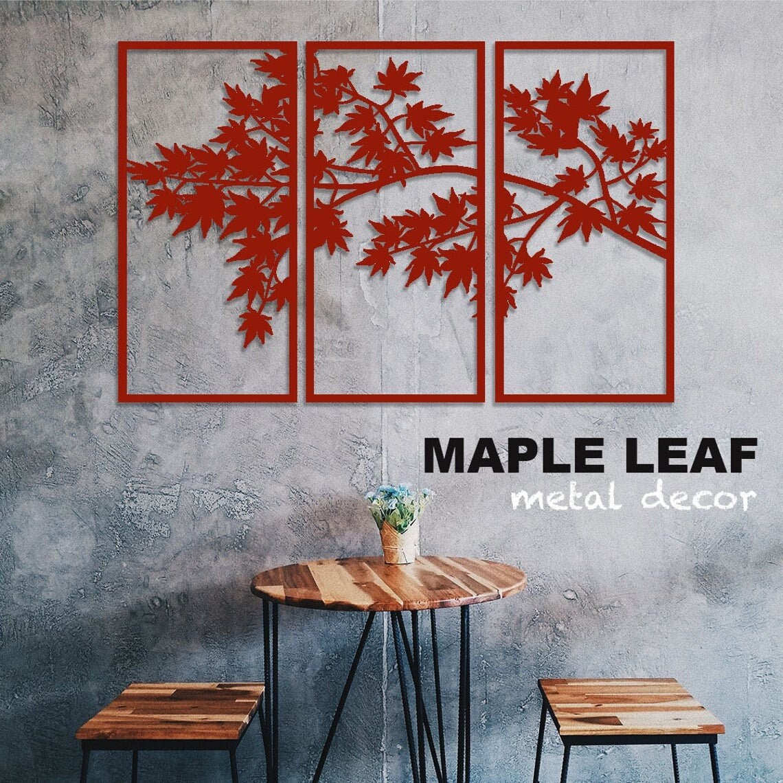 Tree Leaves Metal Wall Art, Decor, Tree, Sign, World Map Signs, Housewarming Gift, Hangings