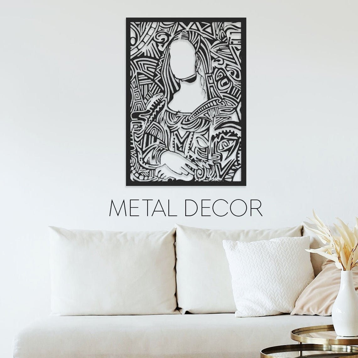 Mona Lisa - Leonardo Da Vinci Metal Wall Decor, Original Painting Mona Lisa, Boho Hangings, 3D Decor