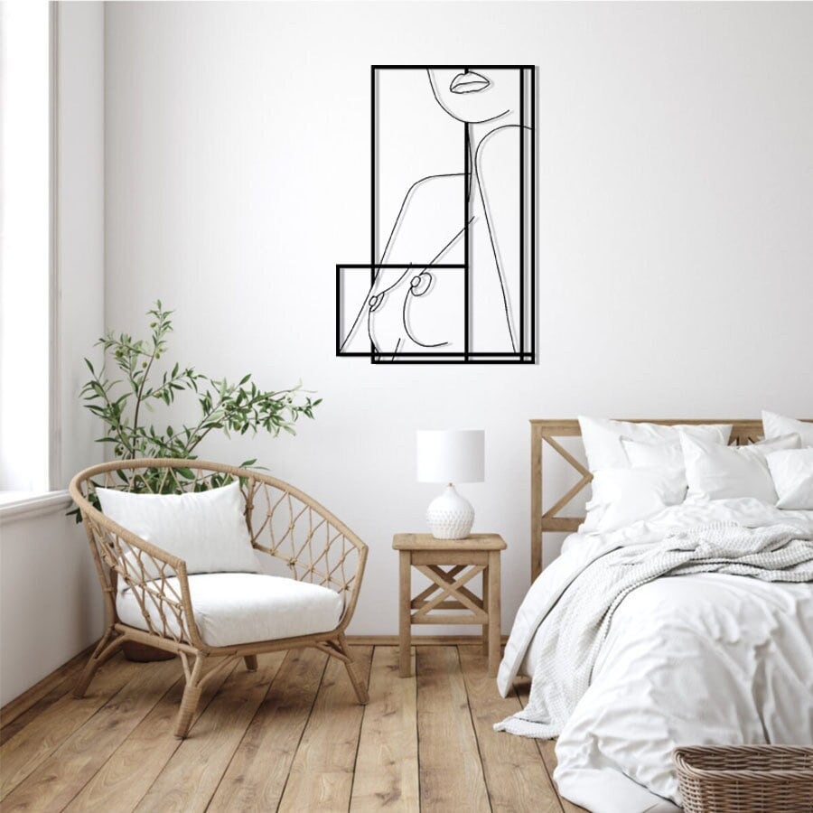 Depraved Woman Line Wall Art, Woman Art, Home Metal Decoration, Interior Design, Housewarming Gift