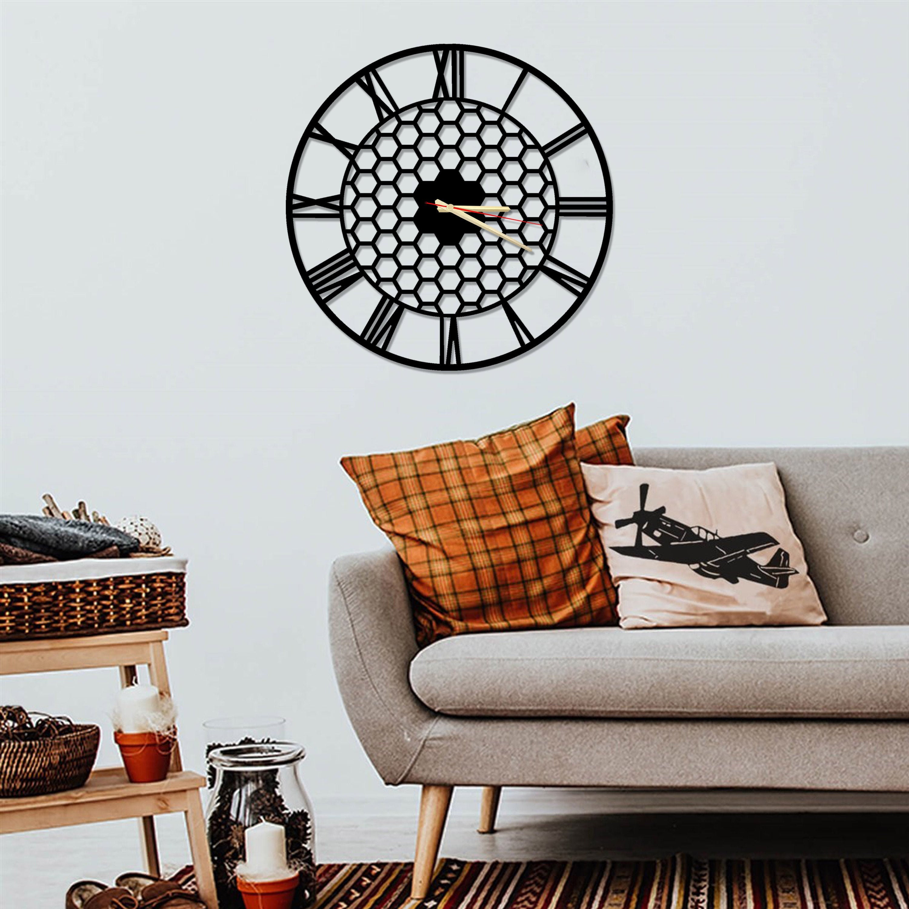 Horloge Murale Pour Décoration Intérieure Maison Chiffre Romain, Décor en Métal, de Mur, Maison, Art