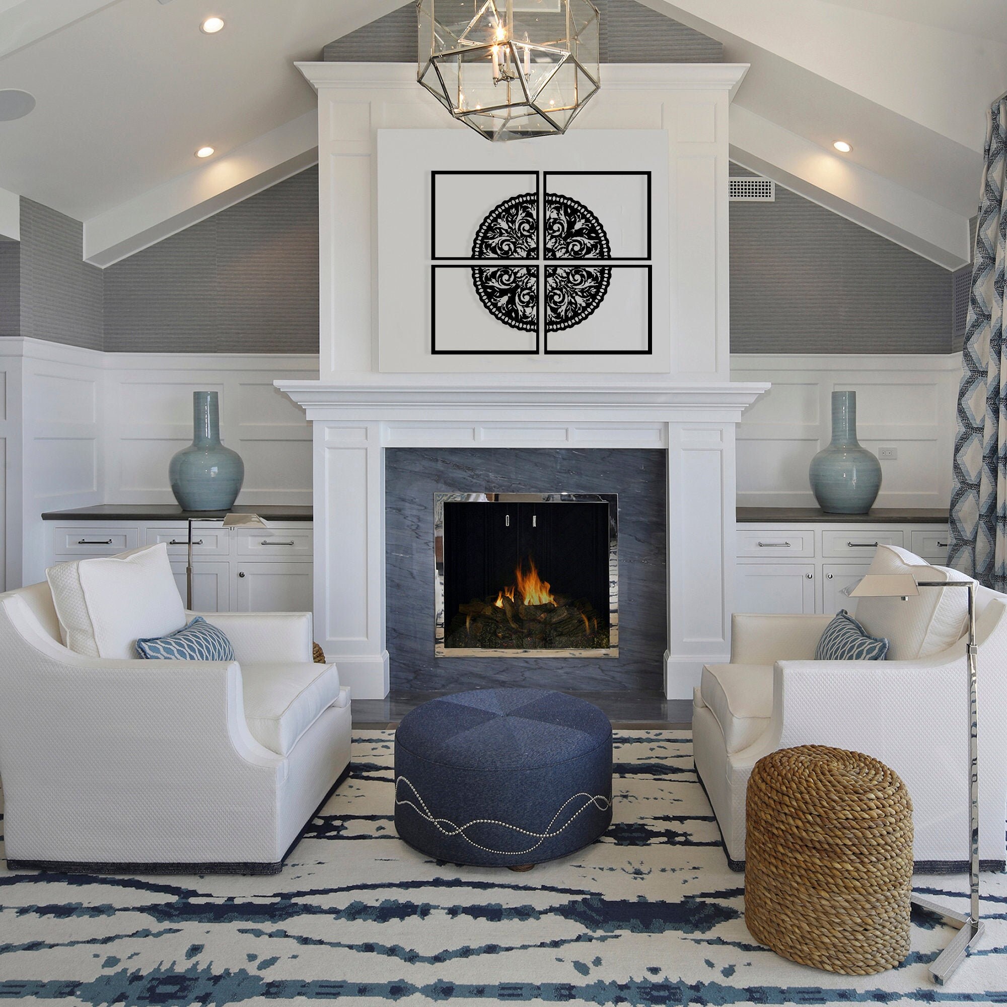 4 Pieces Mandala Decor - Metal Wall Art, Bohemian Decor, Home Office Living Room Kitchen Decor