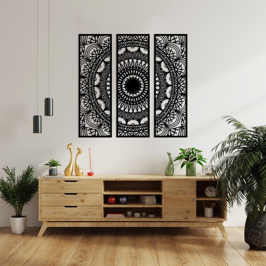 Oriental Style Metal Wall Decoration, 3D Ornament Art, Metal Mandala, Apartment Decor, Bedroom Decor