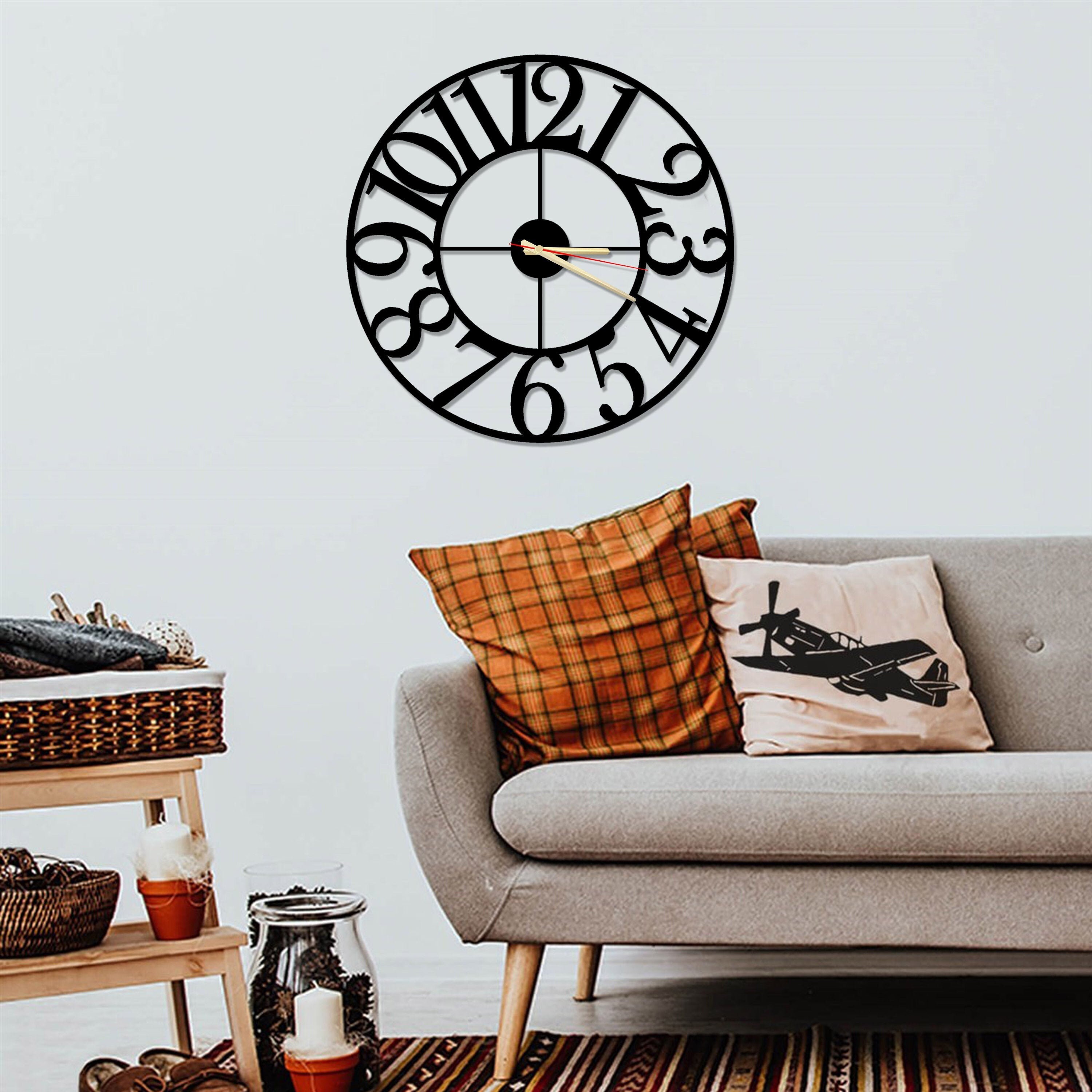 Horloge Murale Pour Décoration Intérieure Maison Chiffres Arabes, Décor en Métal, de Mur, Maison, Ar