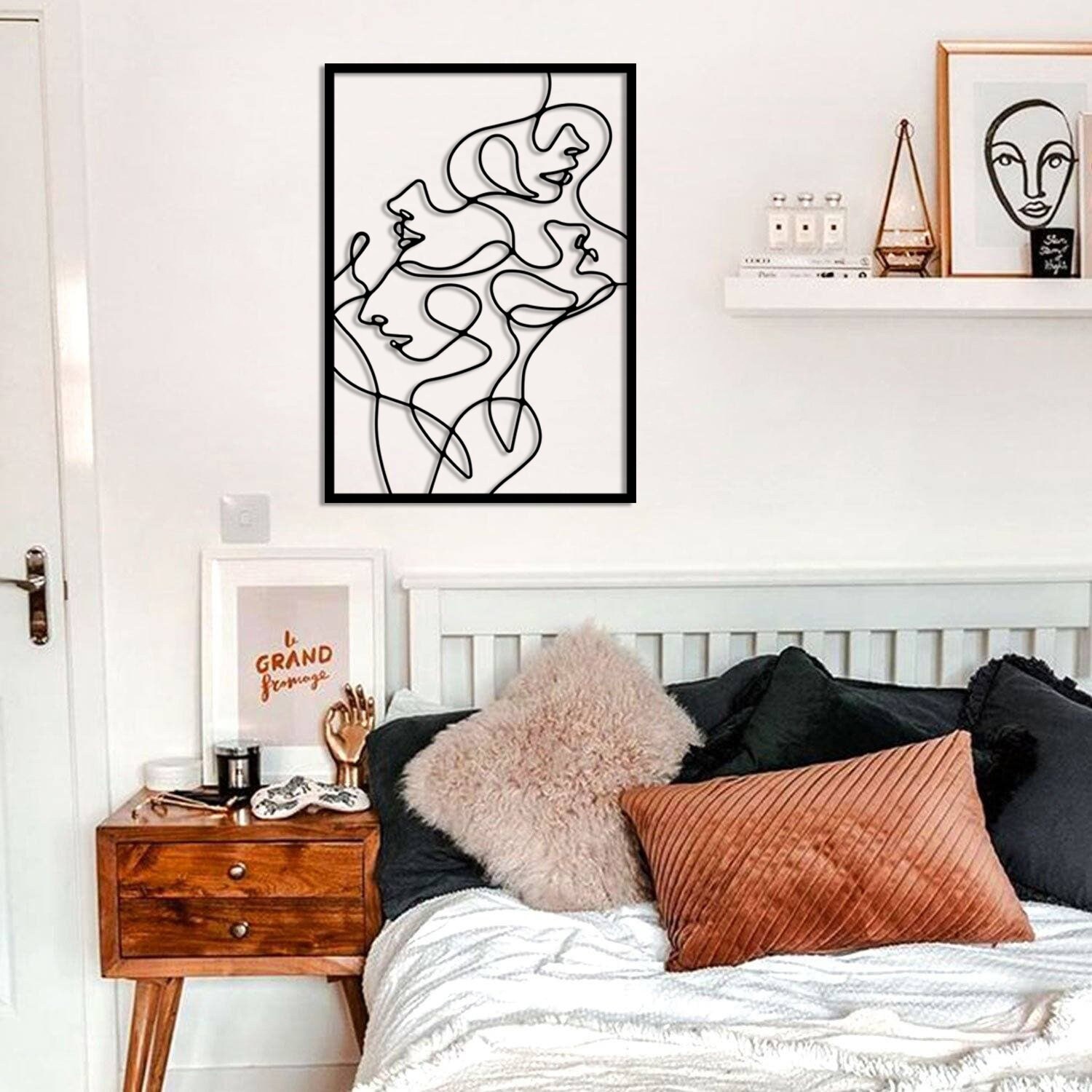 Abstract Faces Woman Line Art, Couple Wall Home Metal Decoration, Interior Design, Housewarming Gift