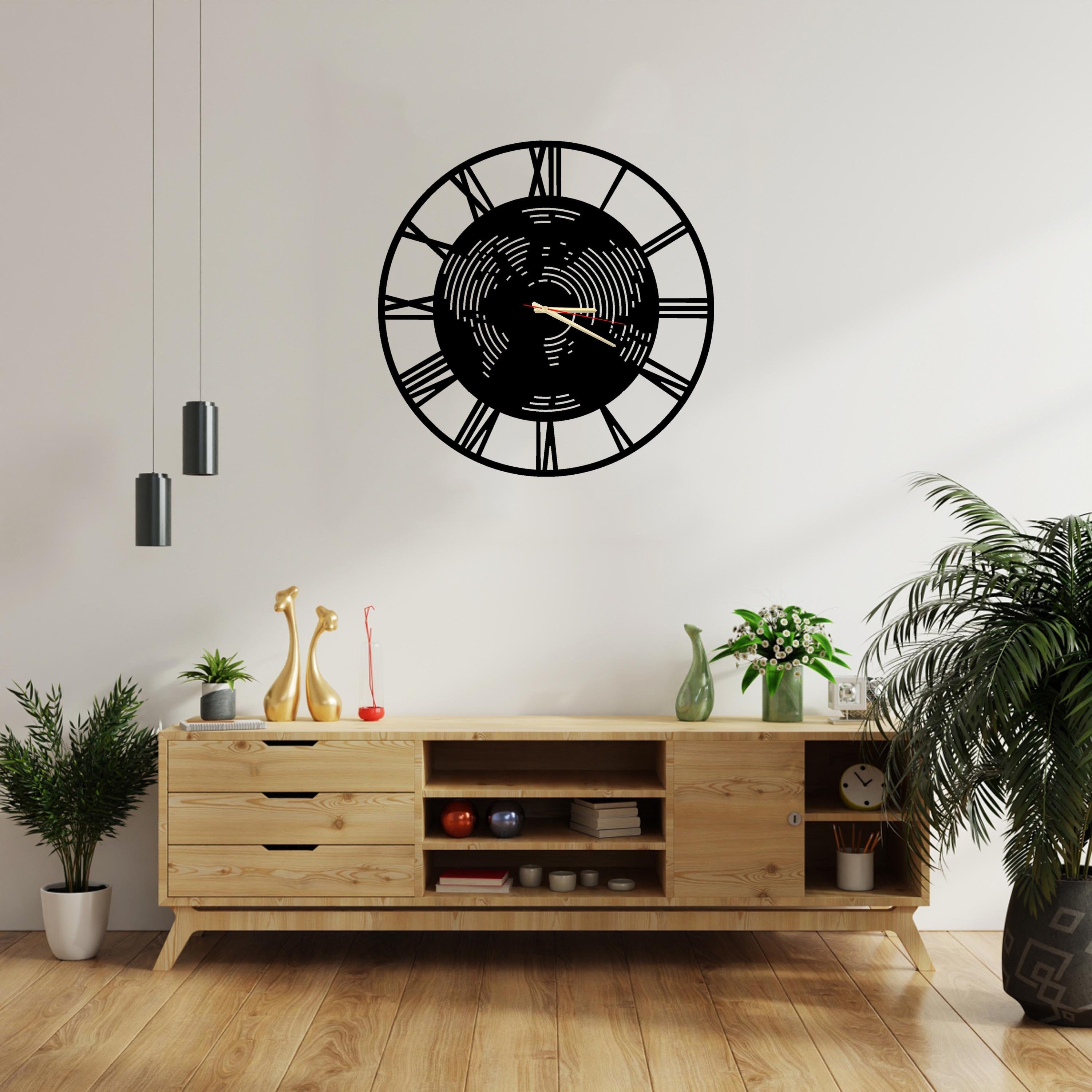 Horloge Murale Pour Décoration Intérieure Maison Chiffre Romain Carte Du Monde, Décor en Métal, de M