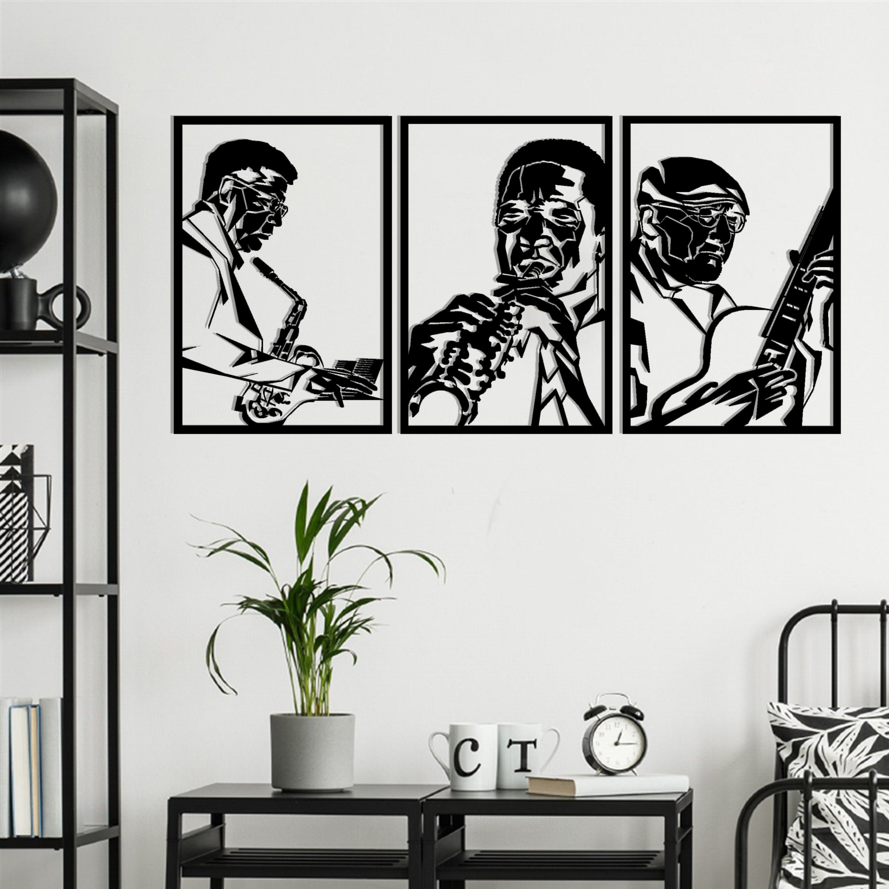 Metal Wall Decor, Geometric Jazz Band Design, Metal Art, Jazz Home Hangings, Sign Music Wiewerkz