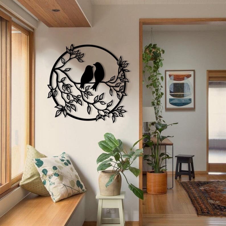 Birds in Love Metal Wall Art, Decor, Room Decor Living Home Art Decor
