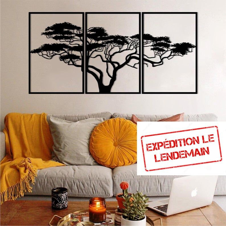 Arbre de Vie, Décoration Murale en Métal, Art Mural Pour Intérieure Des Pièces Cadeau Noël, Elle, 3 