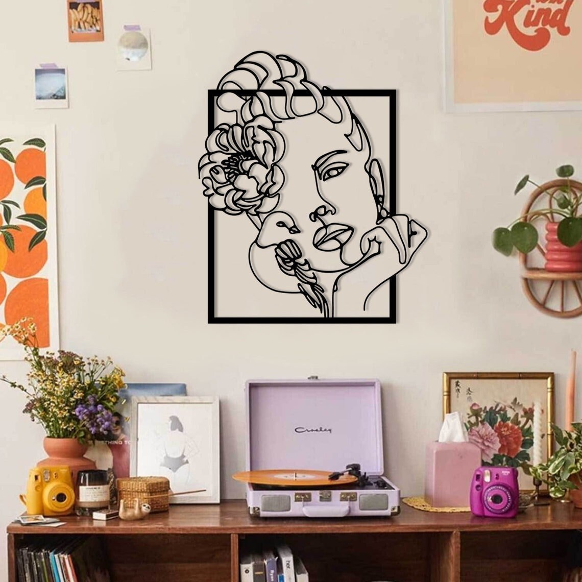 Woman & Birds With Flower Decor, Metal Art, Metal Sign, House Decor, Kitchen Decor, Living Room Deco