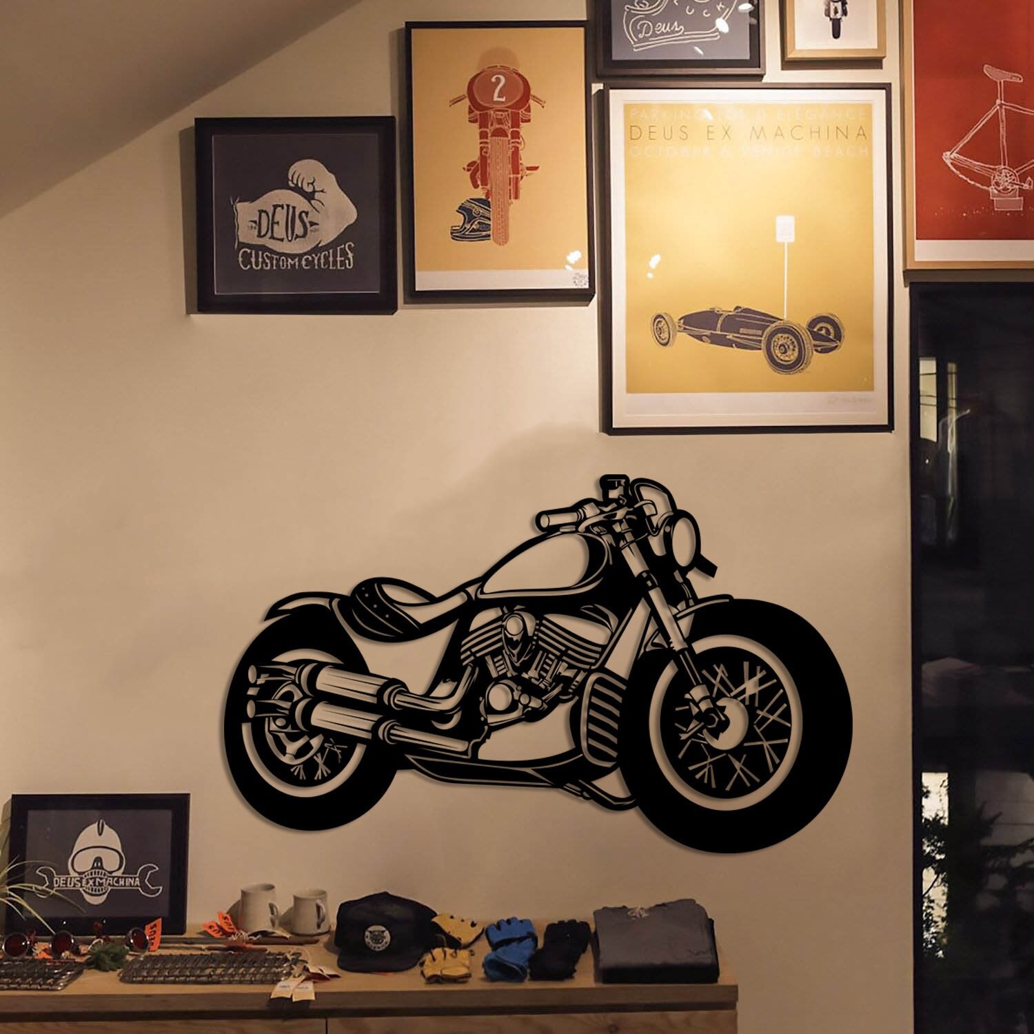 Motorcycle Metal Wall Decor | Art Motorbike Housewarming Gift Motorcycle For Him Office Decor