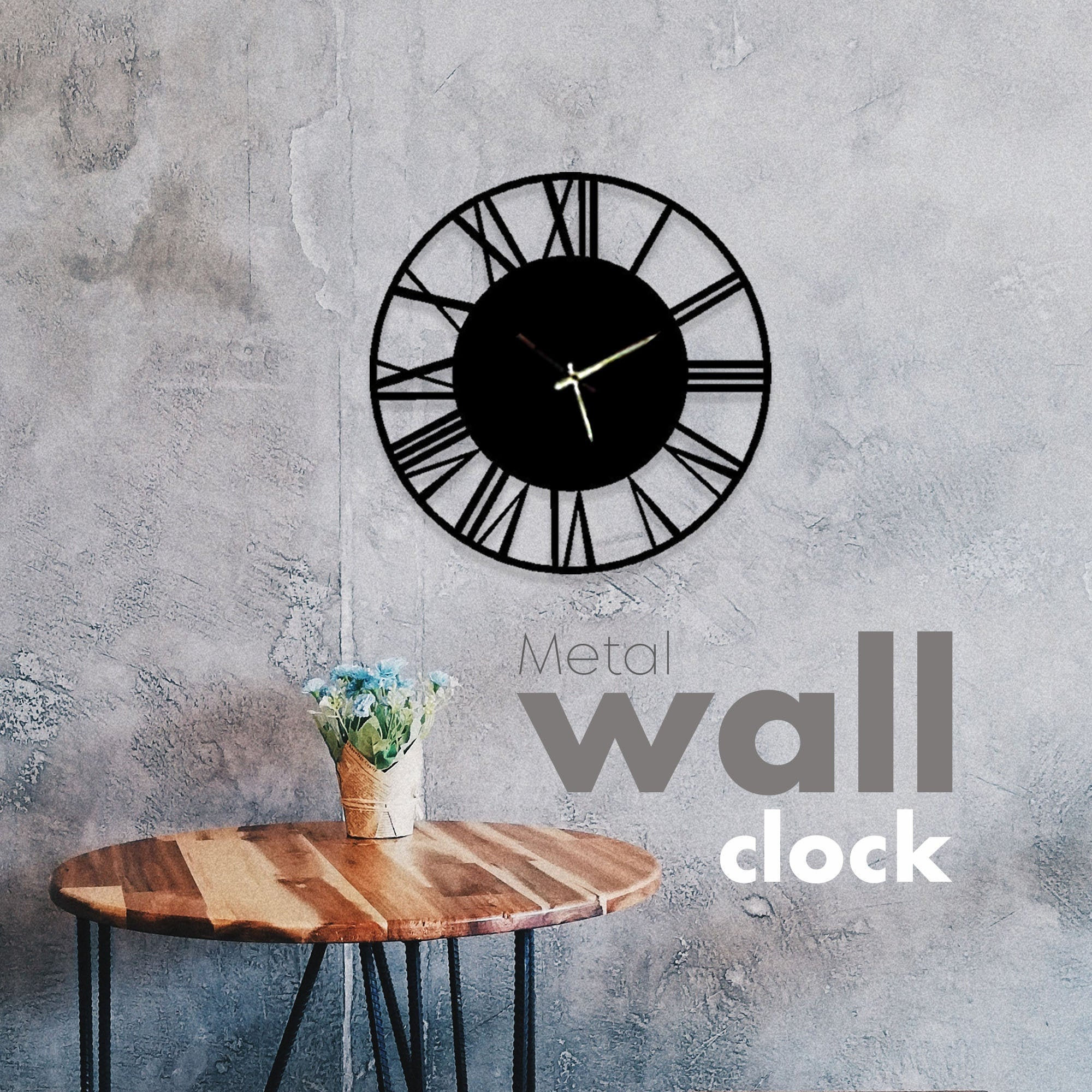 Horloge Murale Pour Décoration Intérieure Maison Chiffre Romain, Décor en Métal, de Mur, Maison, Art