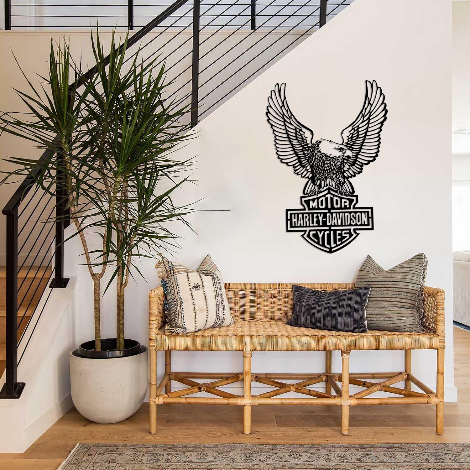 Aigle Motor Harley Davidson Cycles, Décoration Murale en Métal, Art Mural Chambre, Cadeau d'annivers