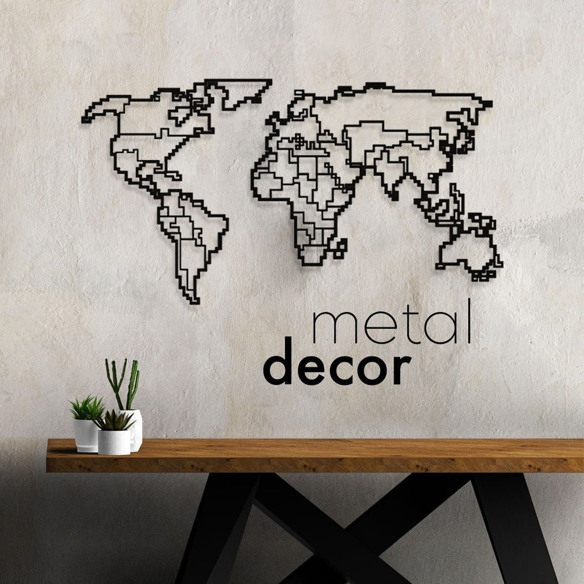 Carte Du Monde - Metal World Map, Wall Decor, Art, Sign, Map Housewarming Gift, Hangings