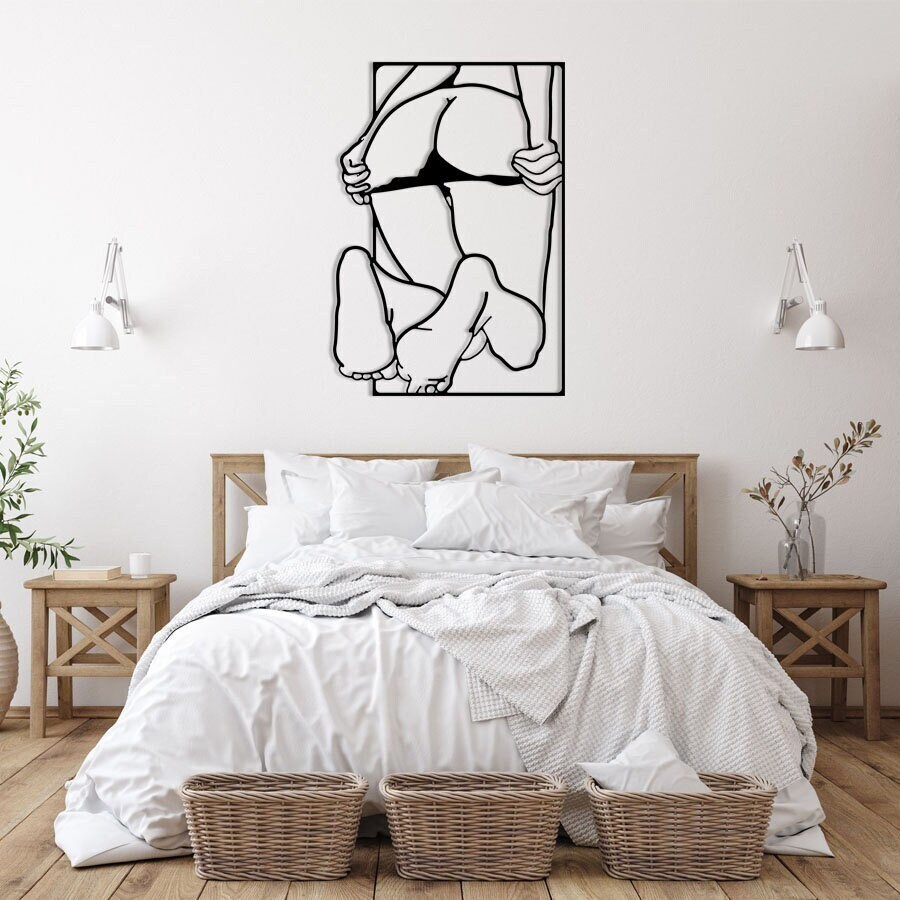 Provocative Woman Line Art, Couple Wall Home Metal Decoration, Interior Design, Housewarming Gift