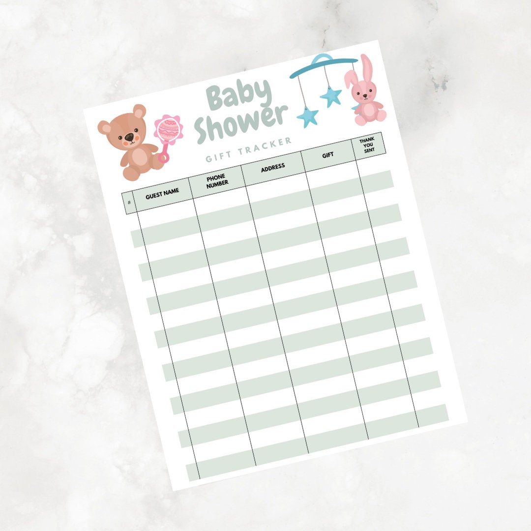 Baby Shower Gift Tracker, Gift Log, Gift List, Etsy