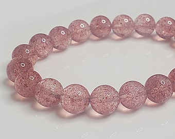 Hoogwaardige aardbeikwartskristalkralenarmband
