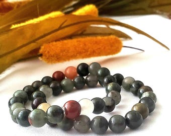 African Bloodstone Bracelet: 8MM Gemstone Bead, Courage & Wisdom