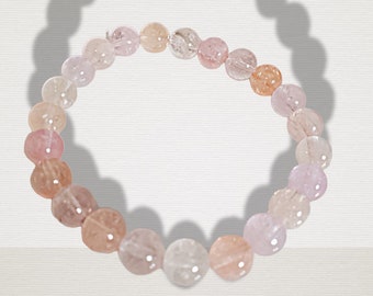 Pink Morganite Gemstone Crystal Bead Jewelry Bracelet