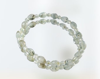 Prehnite Faceted Gemstone Crystal Jewelry Bracelet 4mm