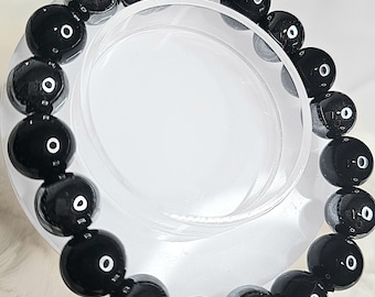 Black Obsidian Dragon Bracelet: Crystal Stone Protection Jewelry
