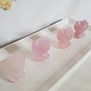 Rose Quartz Crystal &quot;Hi Kitty&quot; Carving
