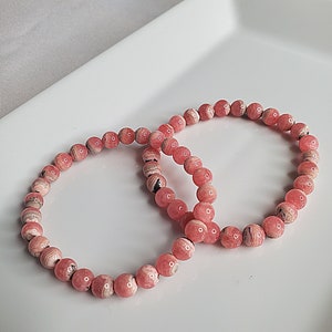 Rhodochrosite Crystal Gemstone Jewelry Bead Bracelet