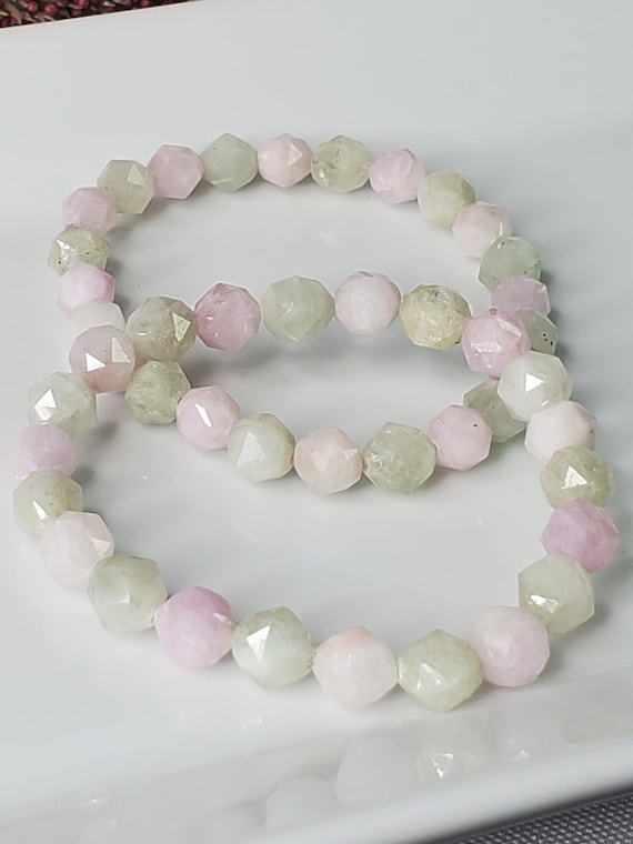 Diamond Faceted Multi-Colored Kunzite Crystal Bracelet